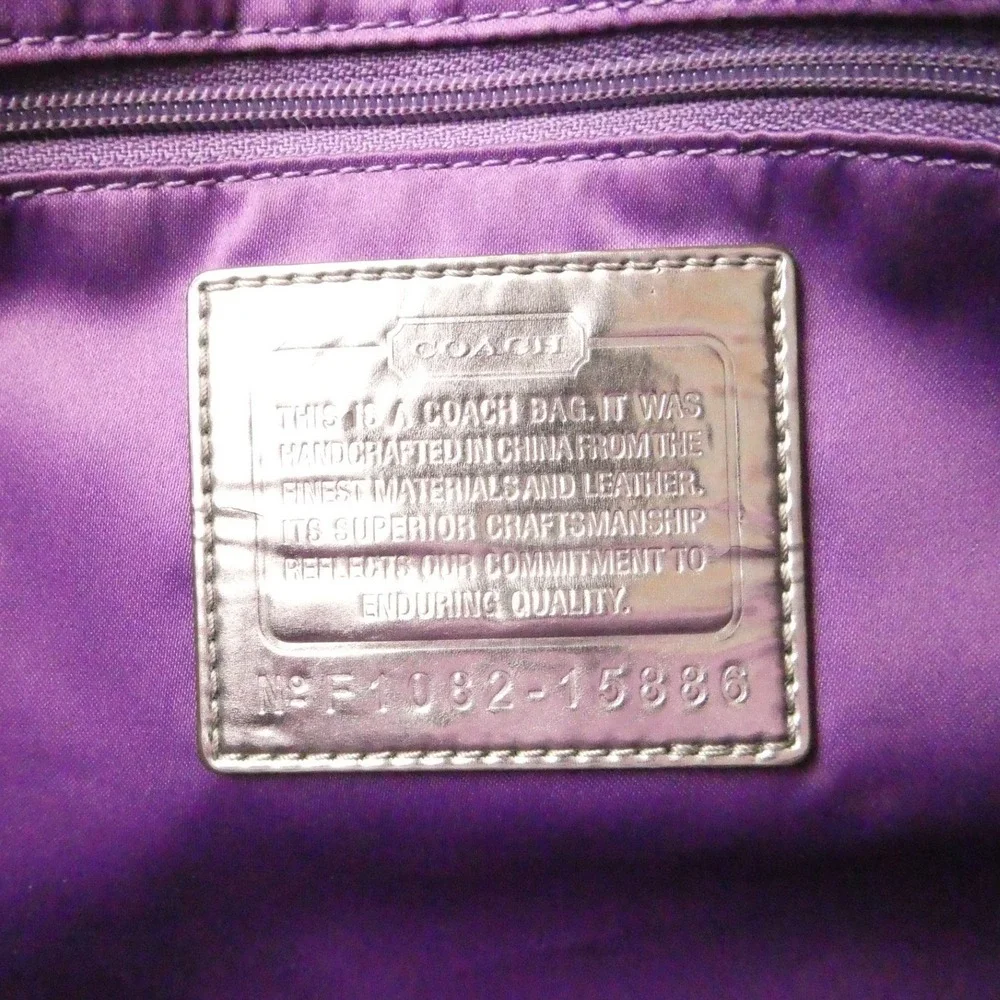 Coach Poppy Purple Plaid Large Shoulder Bag Tote 15886